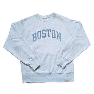 Champion Reverse Weave Boston Small Mens Gray Crewneck Sweatshirt Massachusetts